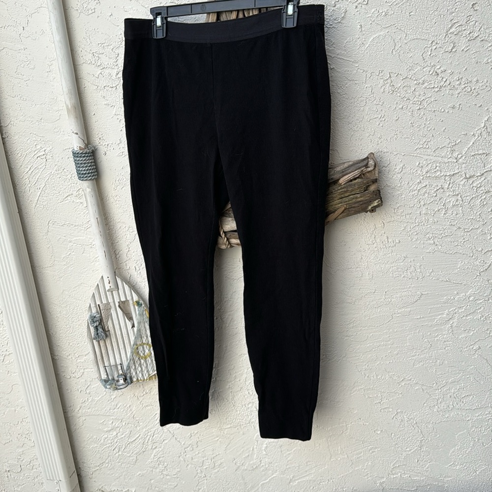 Eileen fisher black mini rib tencel blend leggings EUC size large